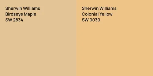 SW 2834 Birdseye Maple vs SW 0030 Colonial Yellow