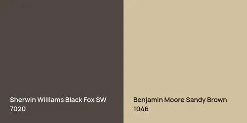 SW 7020 Black Fox vs 1046 Sandy Brown