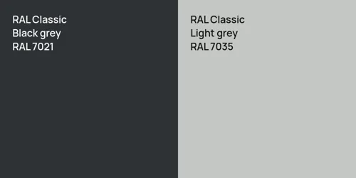 RAL 7021  Black grey vs RAL 7035  Light grey