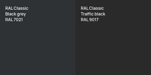 RAL 7021  Black grey vs RAL 9017 Traffic black