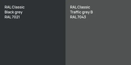 RAL 7021  Black grey vs RAL 7043  Traffic grey B