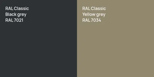 RAL 7021  Black grey vs RAL 7034  Yellow grey