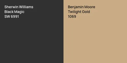 SW 6991 Black Magic vs 1069 Twilight Gold