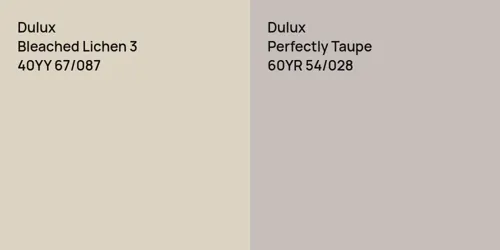 40YY 67/087 Bleached Lichen 3 vs 60YR 54/028 Perfectly Taupe