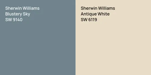 SW 9140 Blustery Sky vs SW 6119 Antique White