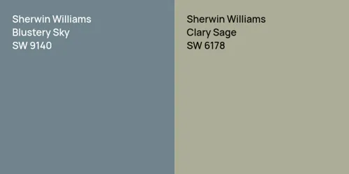 SW 9140 Blustery Sky vs SW 6178 Clary Sage