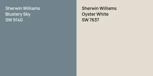 SW 9140 Blustery Sky vs SW 7637 Oyster White