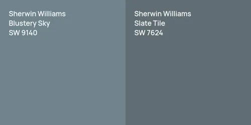 SW 9140 Blustery Sky vs SW 7624 Slate Tile