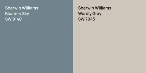 SW 9140 Blustery Sky vs SW 7043 Wordly Gray