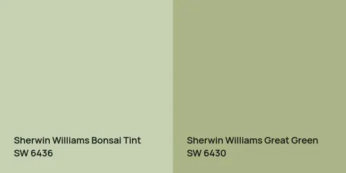 SW 6436 Bonsai Tint vs SW 6430 Great Green