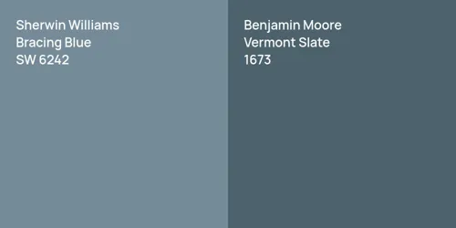 SW 6242 Bracing Blue vs 1673 Vermont Slate