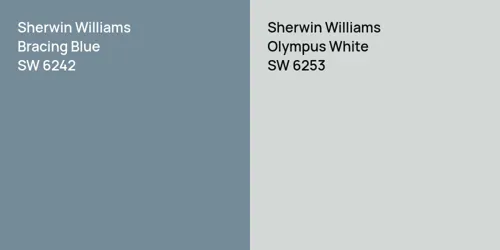 SW 6242 Bracing Blue vs SW 6253 Olympus White