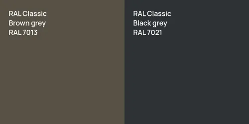 RAL 7013  Brown grey vs RAL 7021  Black grey