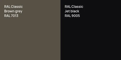 RAL 7013  Brown grey vs RAL 9005  Jet black