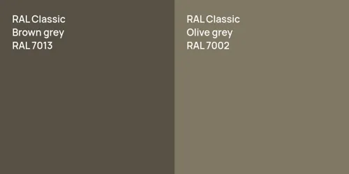 RAL 7013  Brown grey vs RAL 7002  Olive grey