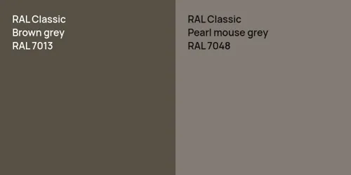 RAL 7013  Brown grey vs RAL 7048  Pearl mouse grey