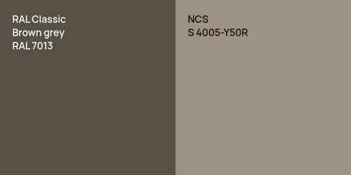 RAL 7013  Brown grey vs S 4005-Y50R 