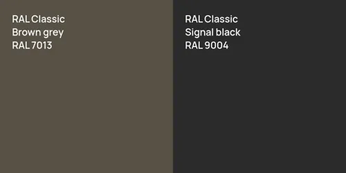 RAL 7013  Brown grey vs RAL 9004  Signal black