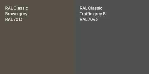 RAL 7013  Brown grey vs RAL 7043  Traffic grey B