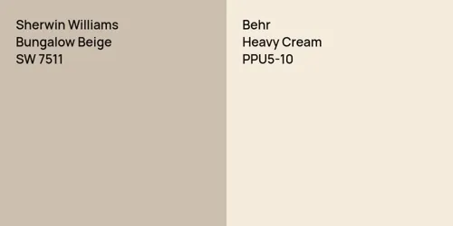 SW 7511 Bungalow Beige vs PPU5-10 Heavy Cream