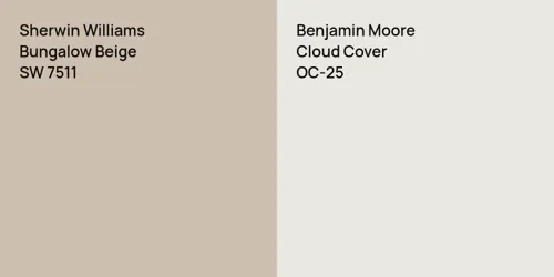 SW 7511 Bungalow Beige vs OC-25 Cloud Cover