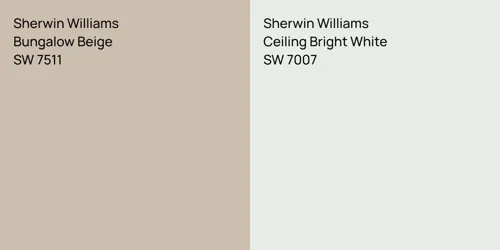 SW 7511 Bungalow Beige vs SW 7007 Ceiling Bright White