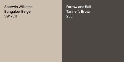 SW 7511 Bungalow Beige vs 255 Tanner's Brown