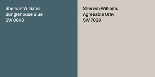 SW 0048 Bunglehouse Blue vs SW 7029 Agreeable Gray