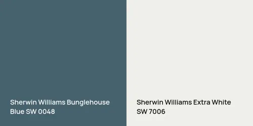 SW 0048 Bunglehouse Blue vs SW 7006 Extra White