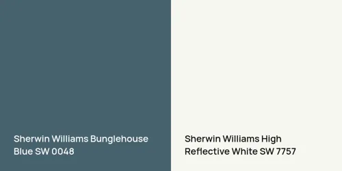 SW 0048 Bunglehouse Blue vs SW 7757 High Reflective White