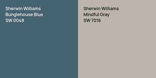 SW 0048 Bunglehouse Blue vs SW 7016 Mindful Gray