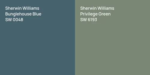 SW 0048 Bunglehouse Blue vs SW 6193 Privilege Green