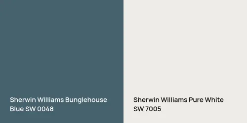 SW 0048 Bunglehouse Blue vs SW 7005 Pure White