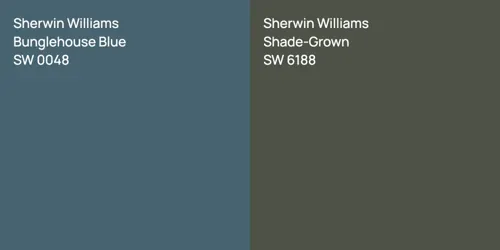 SW 0048 Bunglehouse Blue vs SW 6188 Shade-Grown