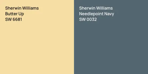 SW 6681 Butter Up vs SW 0032 Needlepoint Navy