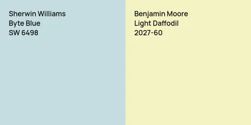 SW 6498 Byte Blue vs 2027-60 Light Daffodil