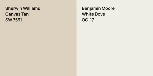 SW 7531 Canvas Tan vs OC-17 White Dove