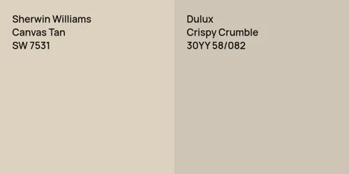 SW 7531 Canvas Tan vs 30YY 58/082 Crispy Crumble