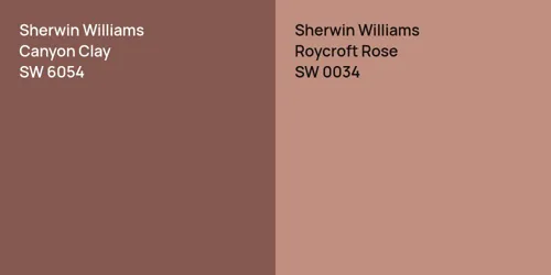 SW 6054 Canyon Clay vs SW 0034 Roycroft Rose