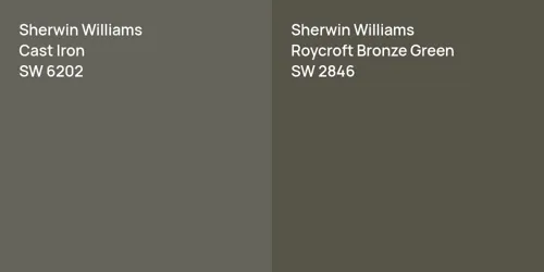 SW 6202 Cast Iron vs SW 2846 Roycroft Bronze Green