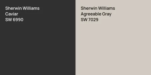 SW 6990 Caviar vs SW 7029 Agreeable Gray