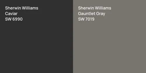 SW 6990 Caviar vs SW 7019 Gauntlet Gray