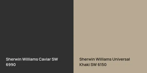 SW 6990 Caviar vs SW 6150 Universal Khaki