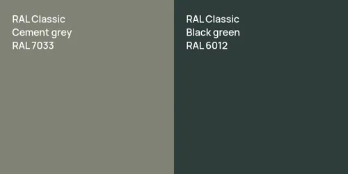 RAL 7033  Cement grey vs RAL 6012  Black green