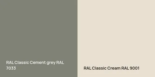 RAL 7033  Cement grey vs RAL 9001  Cream