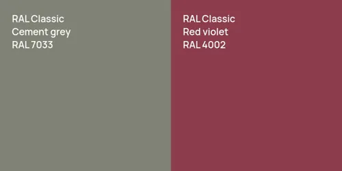 RAL 7033  Cement grey vs RAL 4002  Red violet