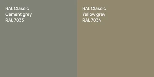 RAL 7033  Cement grey vs RAL 7034  Yellow grey