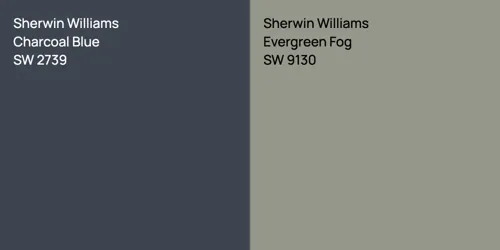 SW 2739 Charcoal Blue vs SW 9130 Evergreen Fog