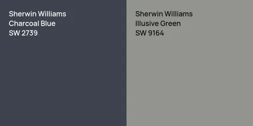 SW 2739 Charcoal Blue vs SW 9164 Illusive Green