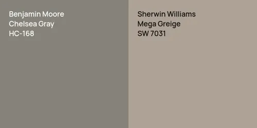 HC-168 Chelsea Gray vs SW 7031 Mega Greige